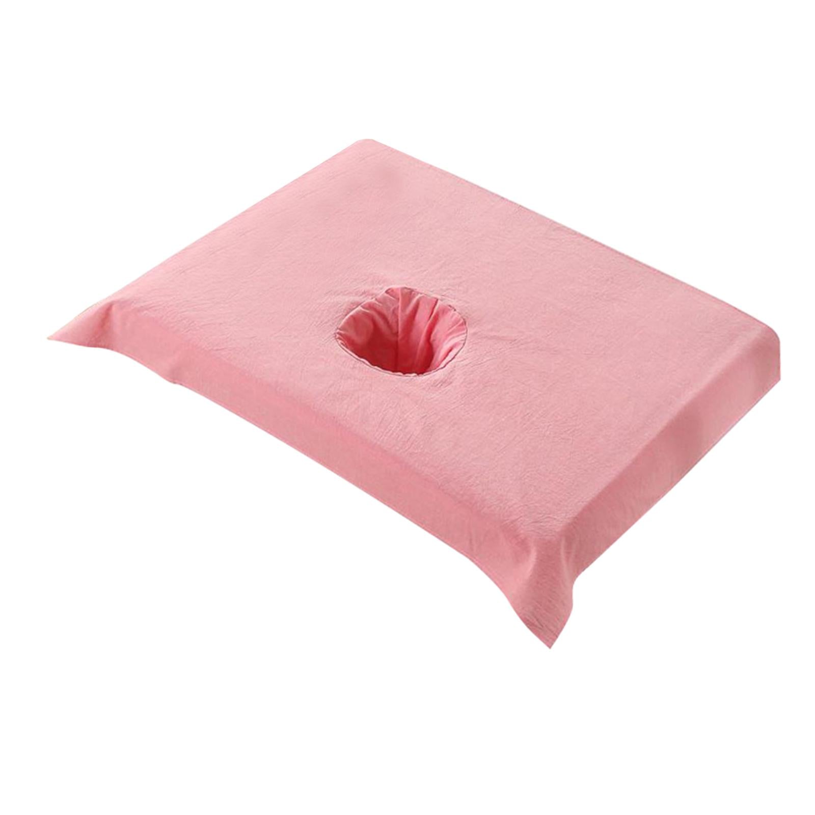 Cotton SPA Half Table Cover Beauty Salon Bed Face Hole Towel Pink
