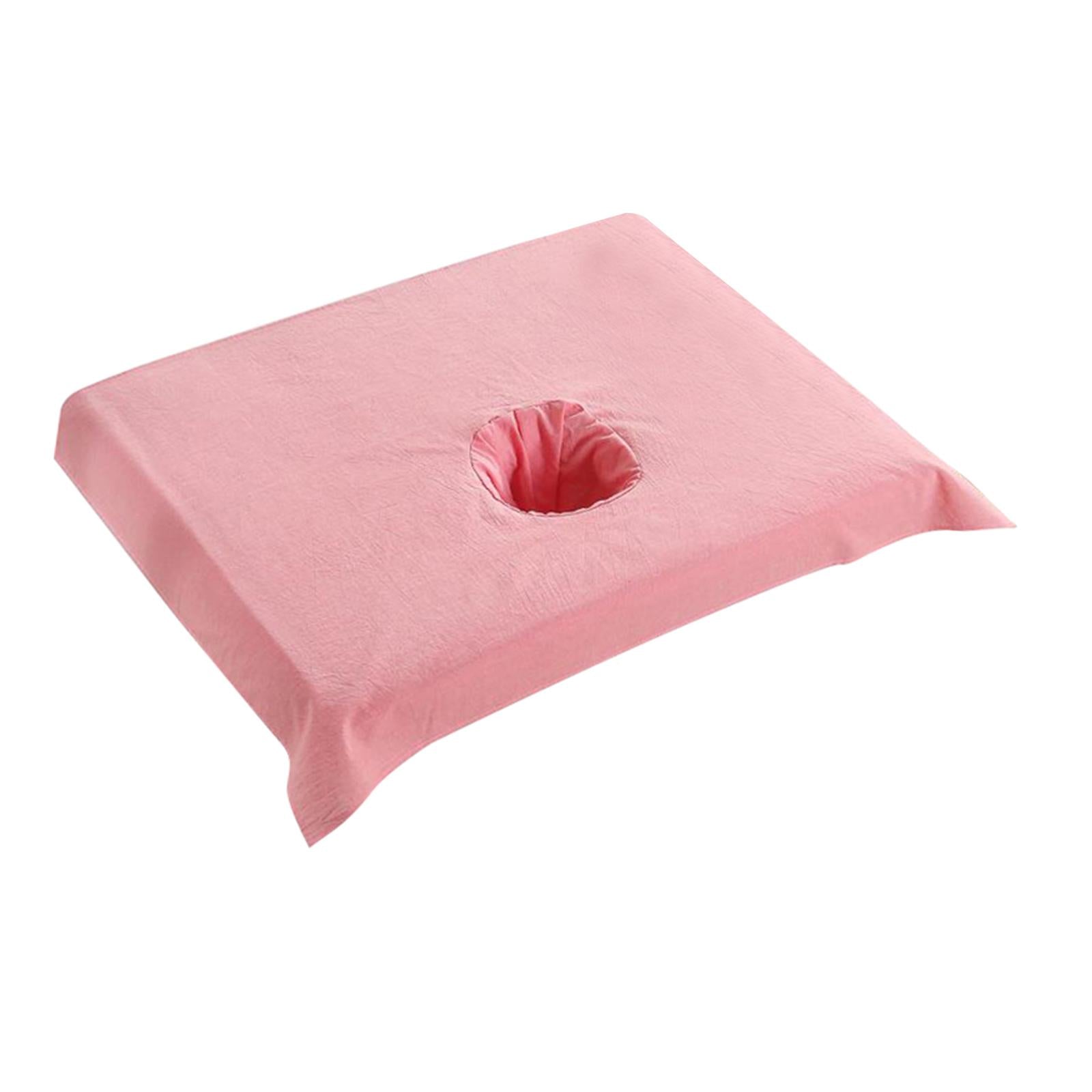 Cotton SPA Half Table Cover Beauty Salon Bed Face Hole Towel Pink