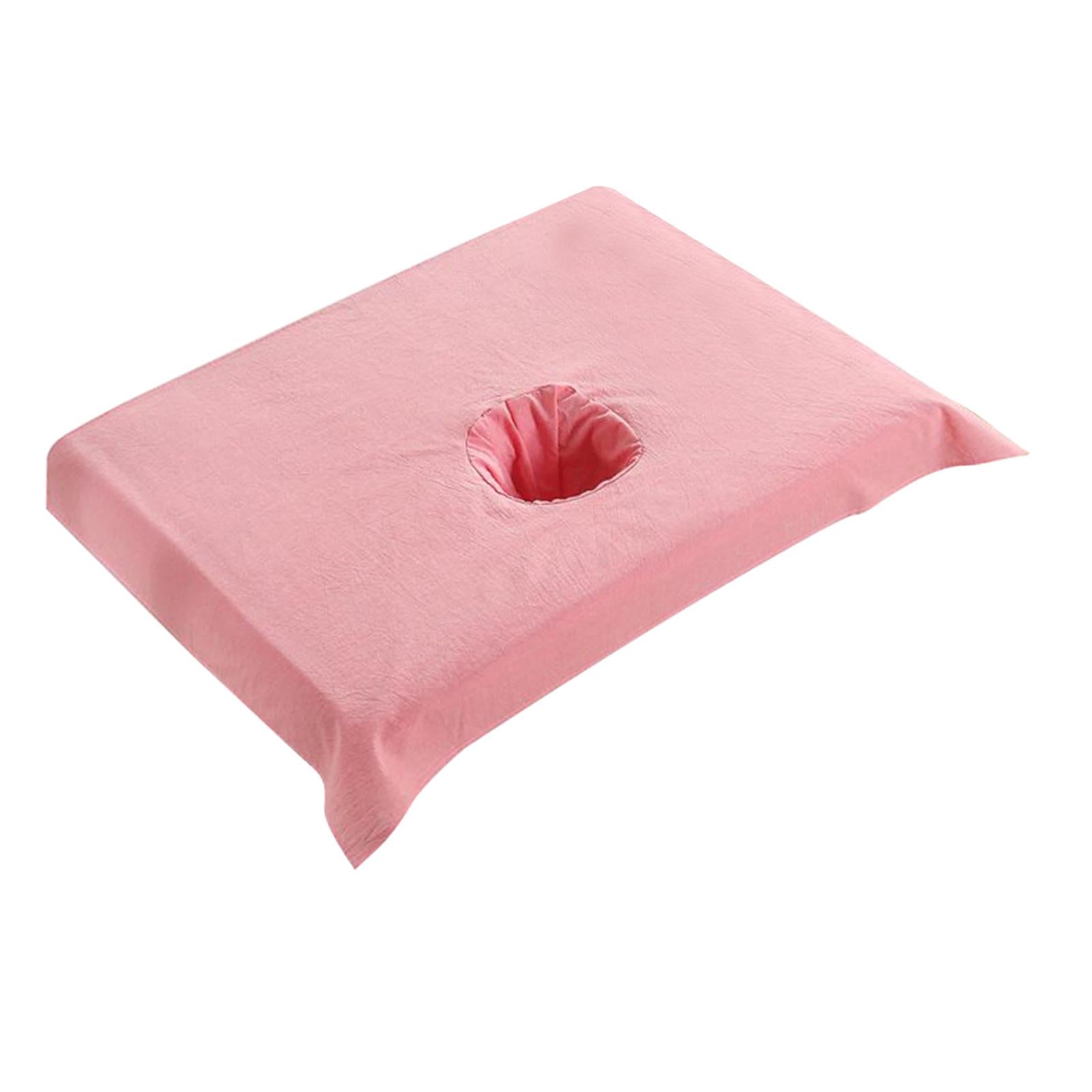 Cotton SPA Half Table Cover Beauty Salon Bed Face Hole Towel Pink