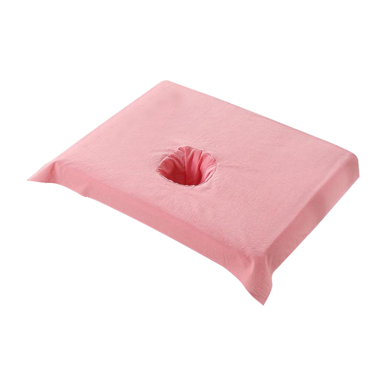 Cotton SPA Half Table Cover Beauty Salon Bed Face Hole Towel Pink