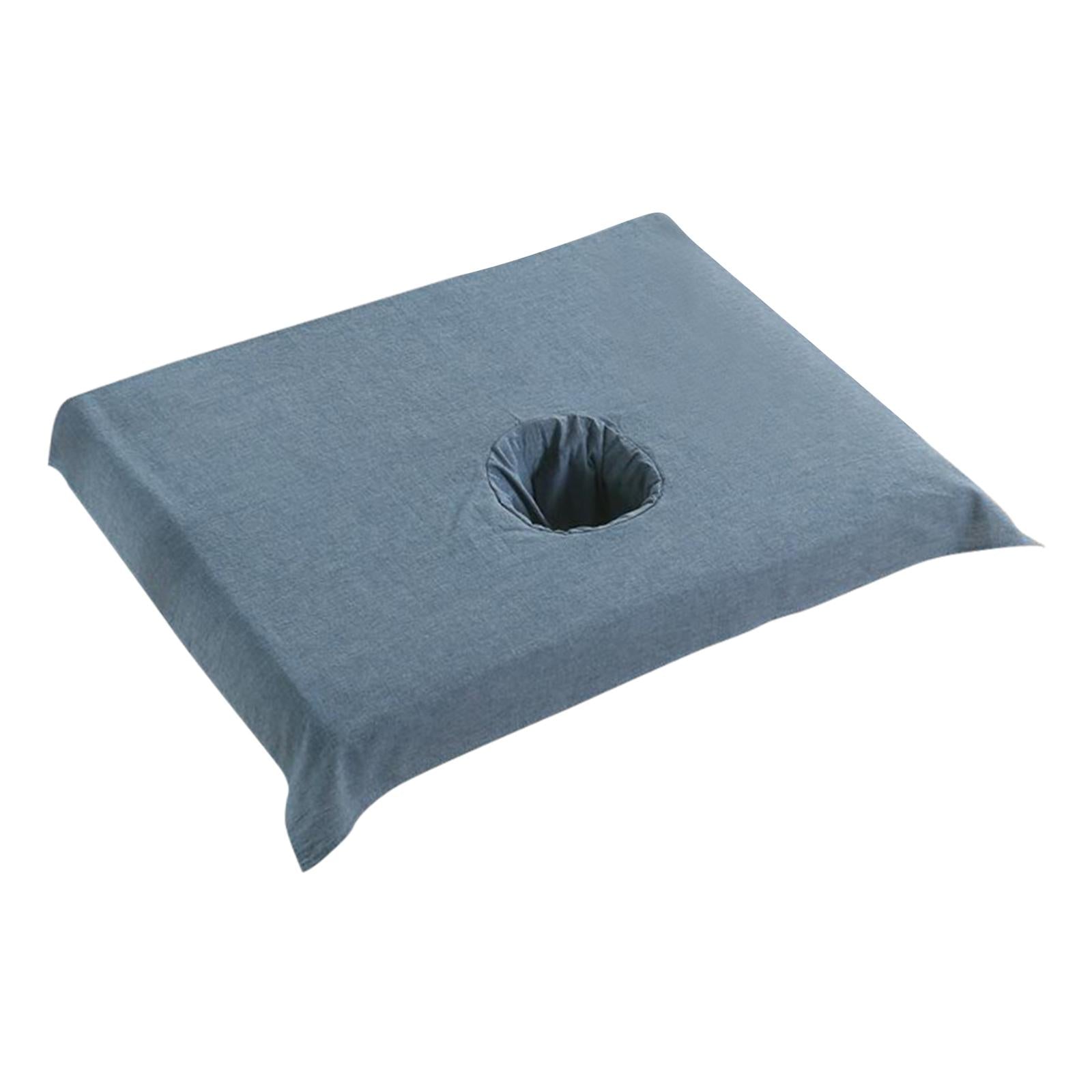 Cotton SPA Half Table Cover Beauty Salon Bed Face Hole Towel Navy Blue