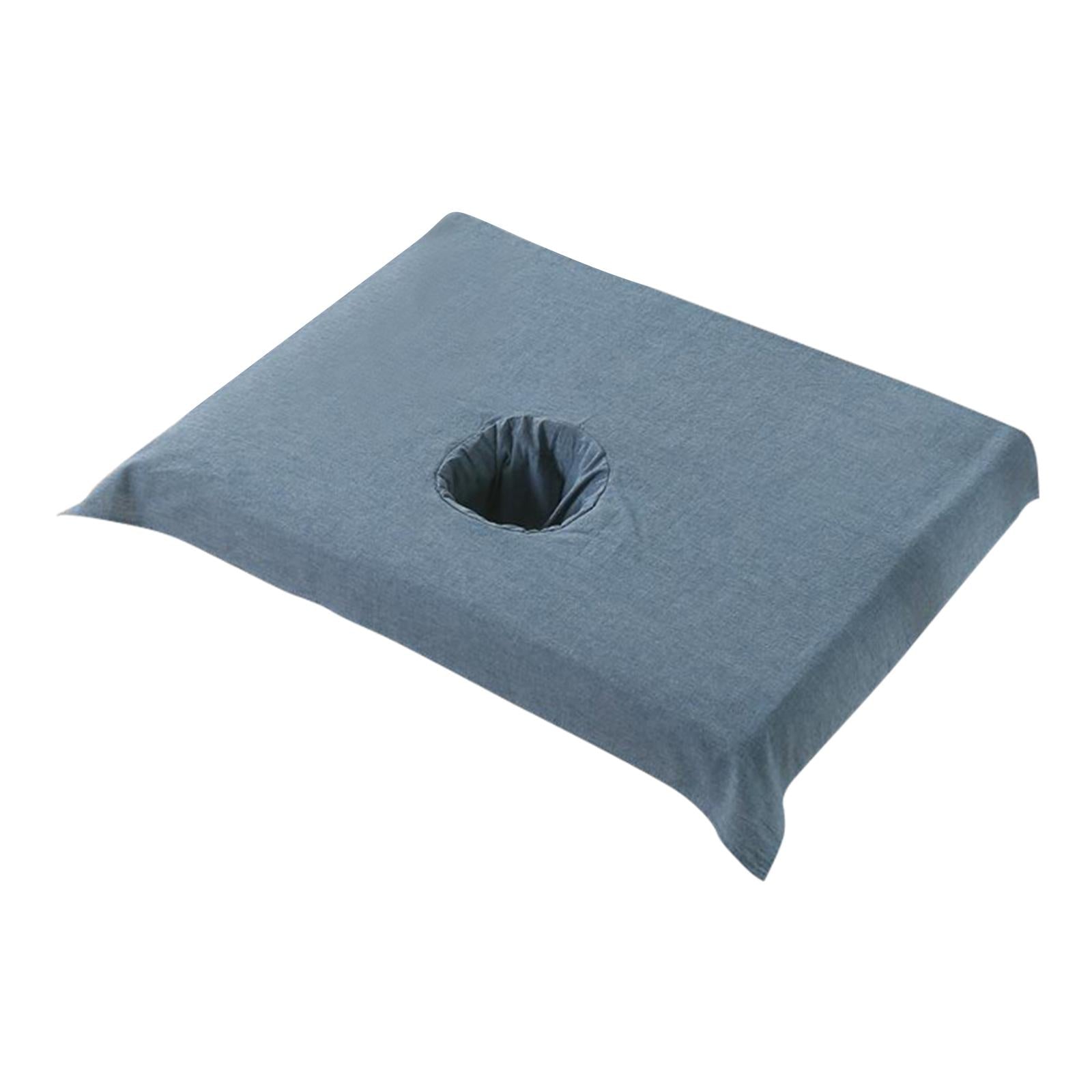 Cotton SPA Half Table Cover Beauty Salon Bed Face Hole Towel Navy Blue