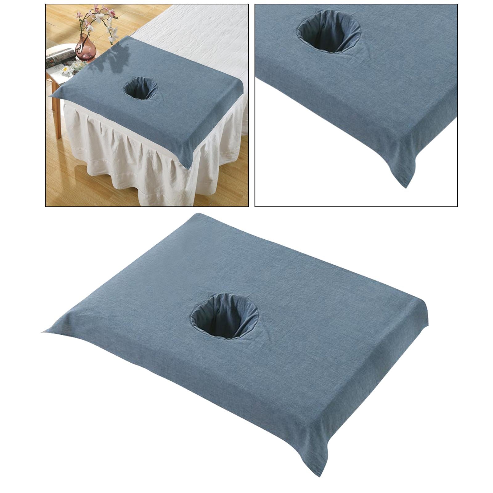 Cotton SPA Half Table Cover Beauty Salon Bed Face Hole Towel Navy Blue
