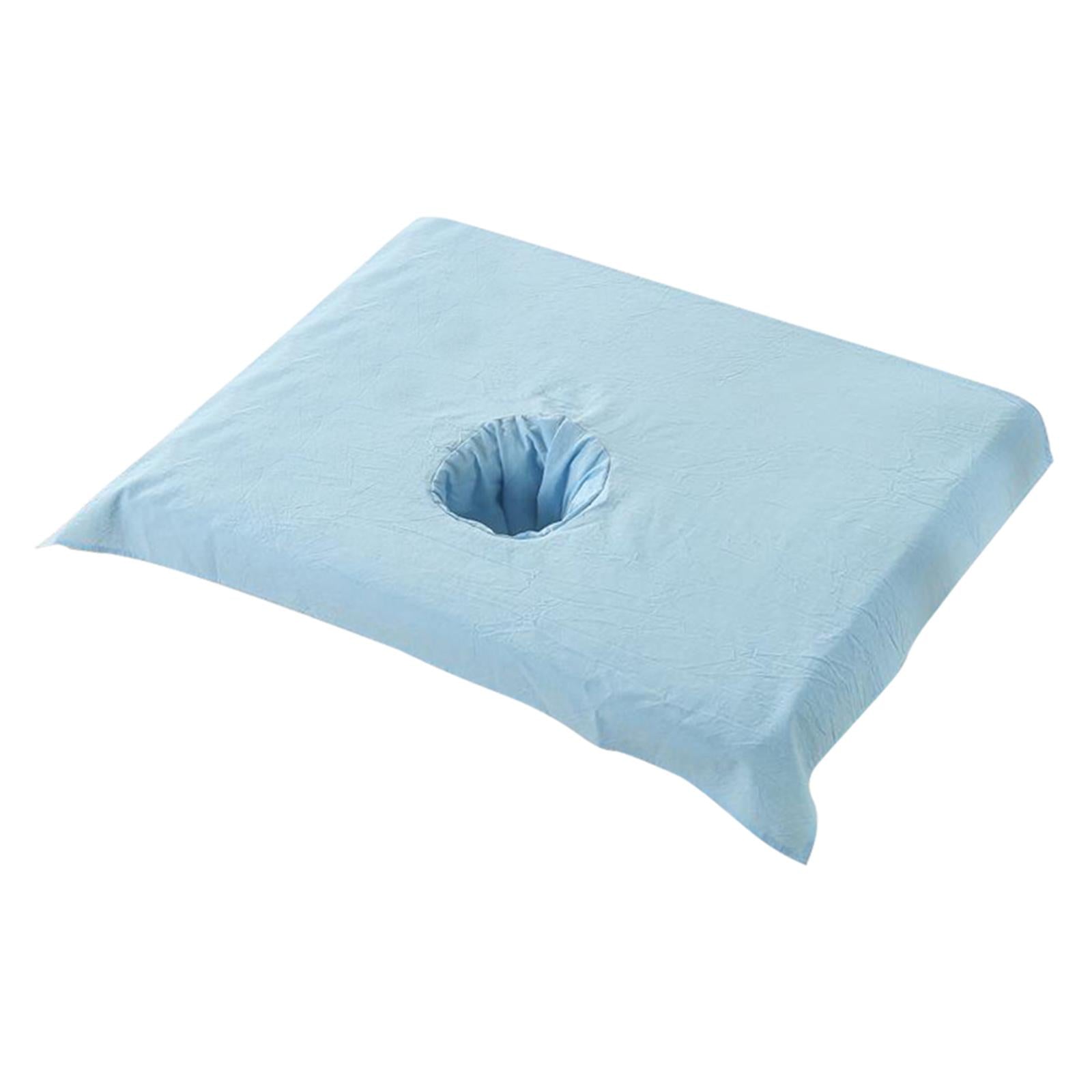Cotton SPA Half Table Cover Beauty Salon Bed Face Hole Towel Sky Blue
