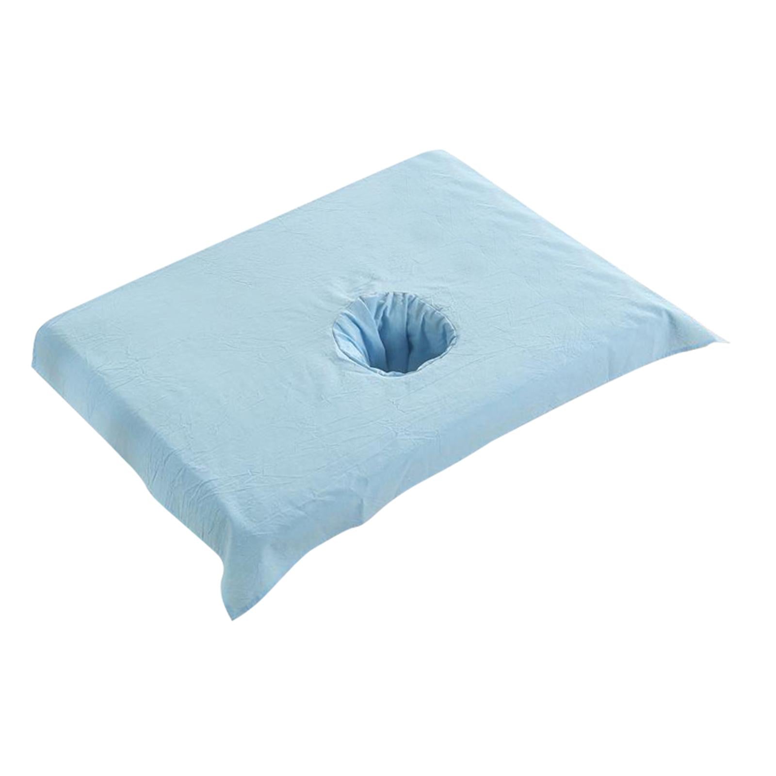 Cotton SPA Half Table Cover Beauty Salon Bed Face Hole Towel Sky Blue