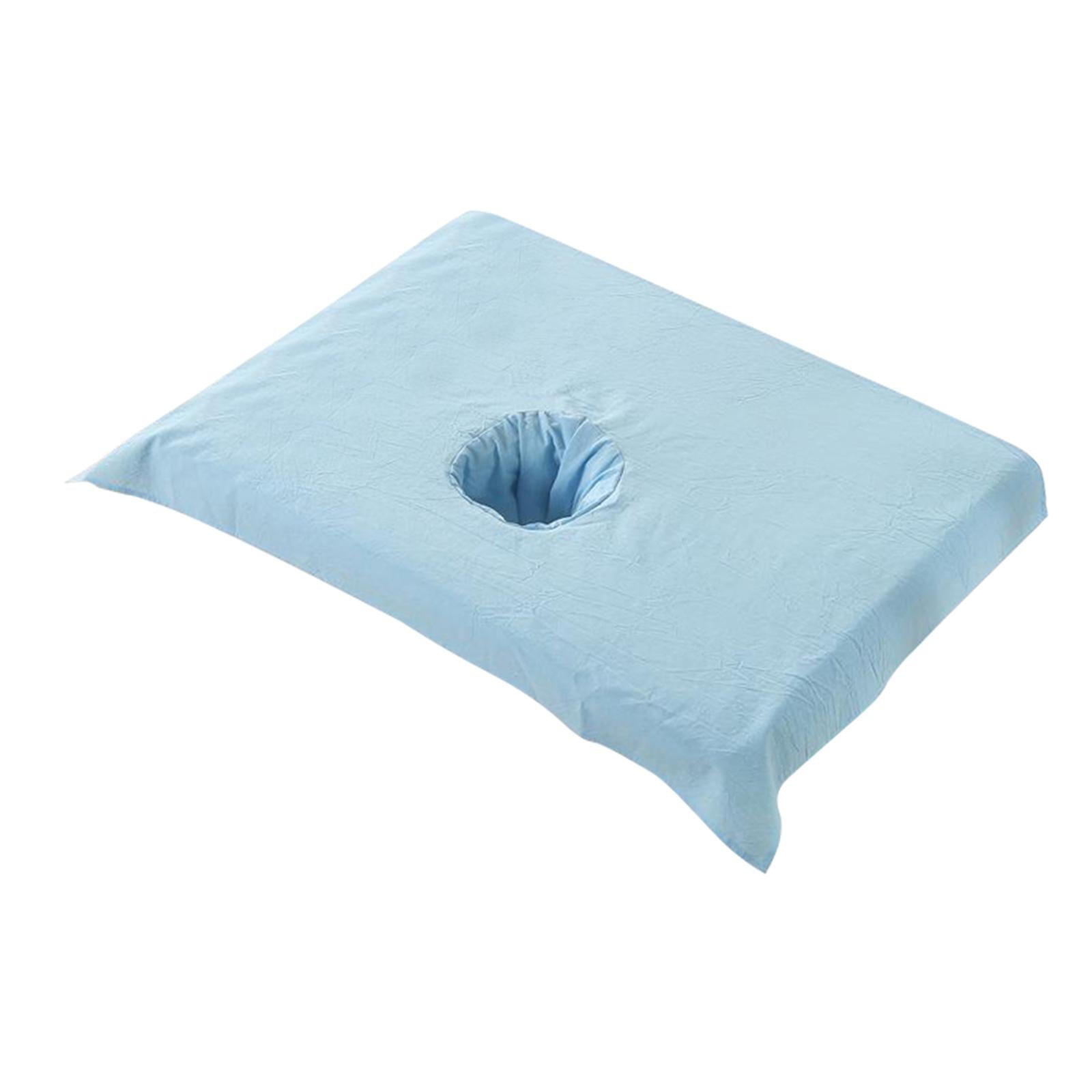 Cotton SPA Half Table Cover Beauty Salon Bed Face Hole Towel Sky Blue