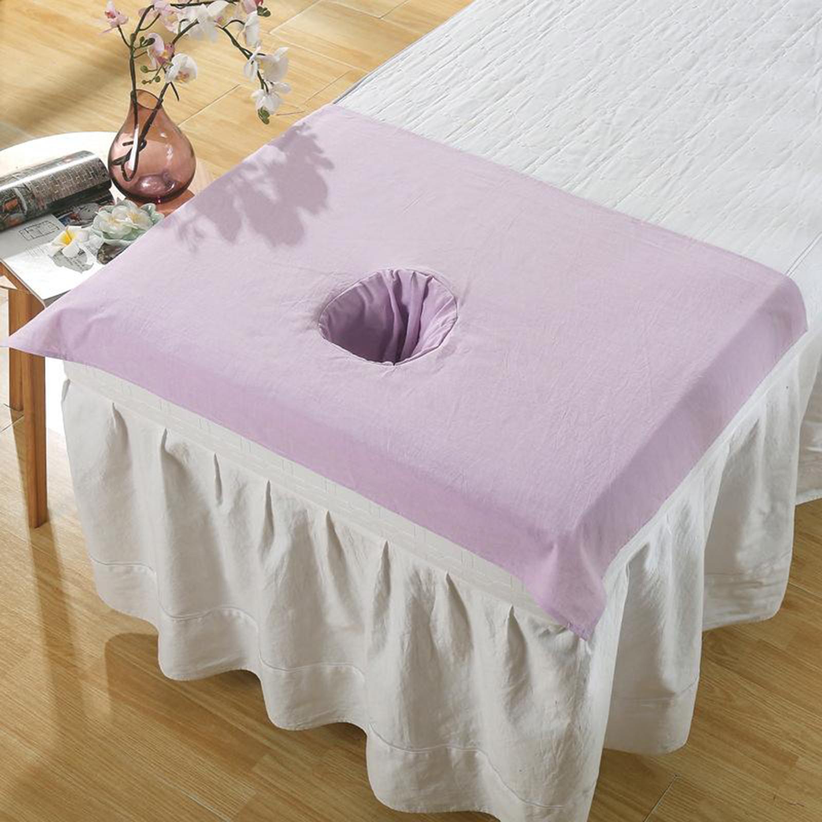 Cotton SPA Half Table Cover Beauty Salon Bed Face Hole Towel Blue Snow