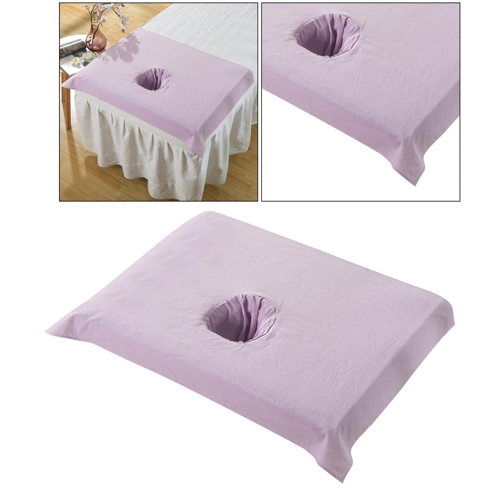 Cotton SPA Half Table Cover Beauty Salon Bed Face Hole Towel Blue Snow