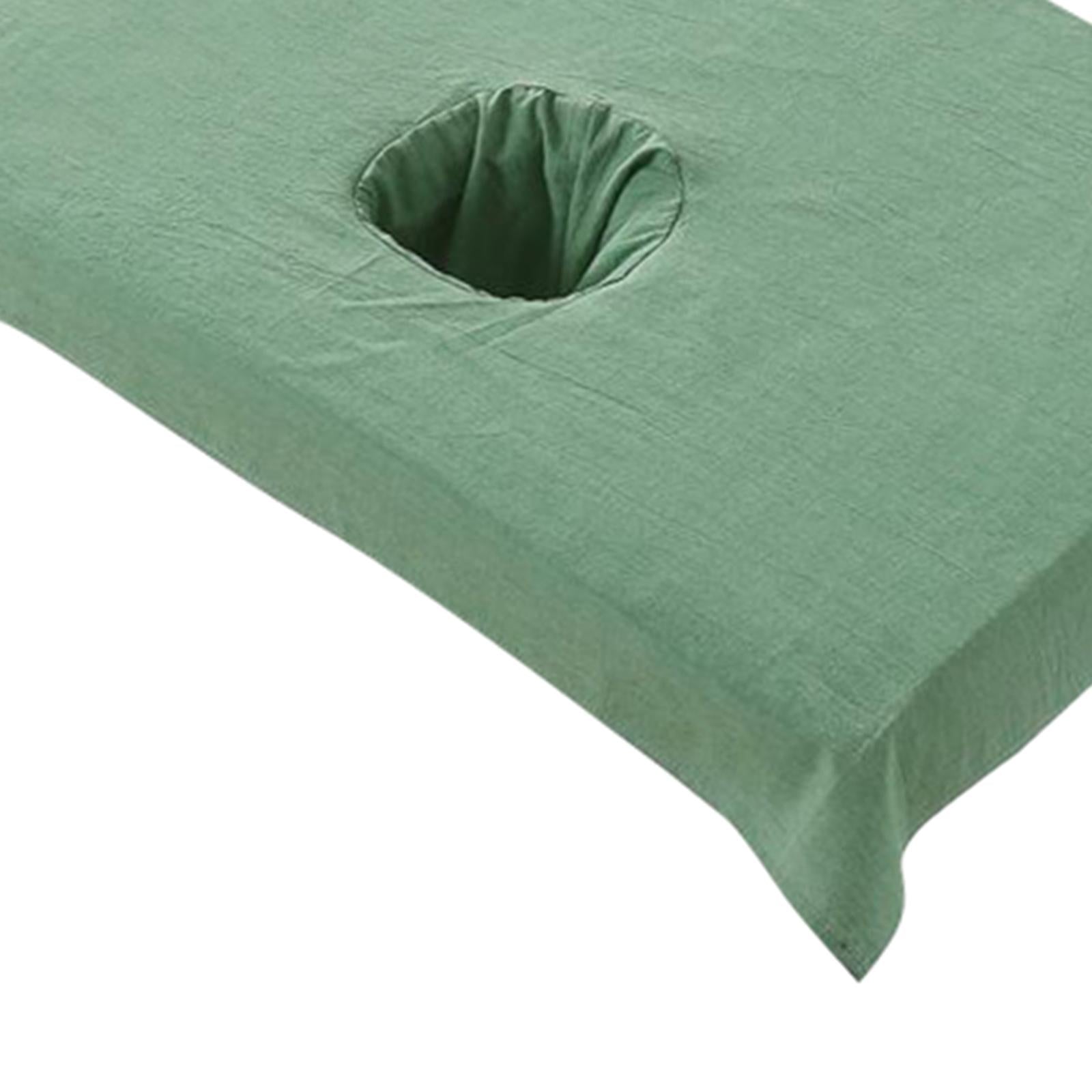 Cotton SPA Half Table Cover Beauty Salon Bed Face Hole Towel Dark Green