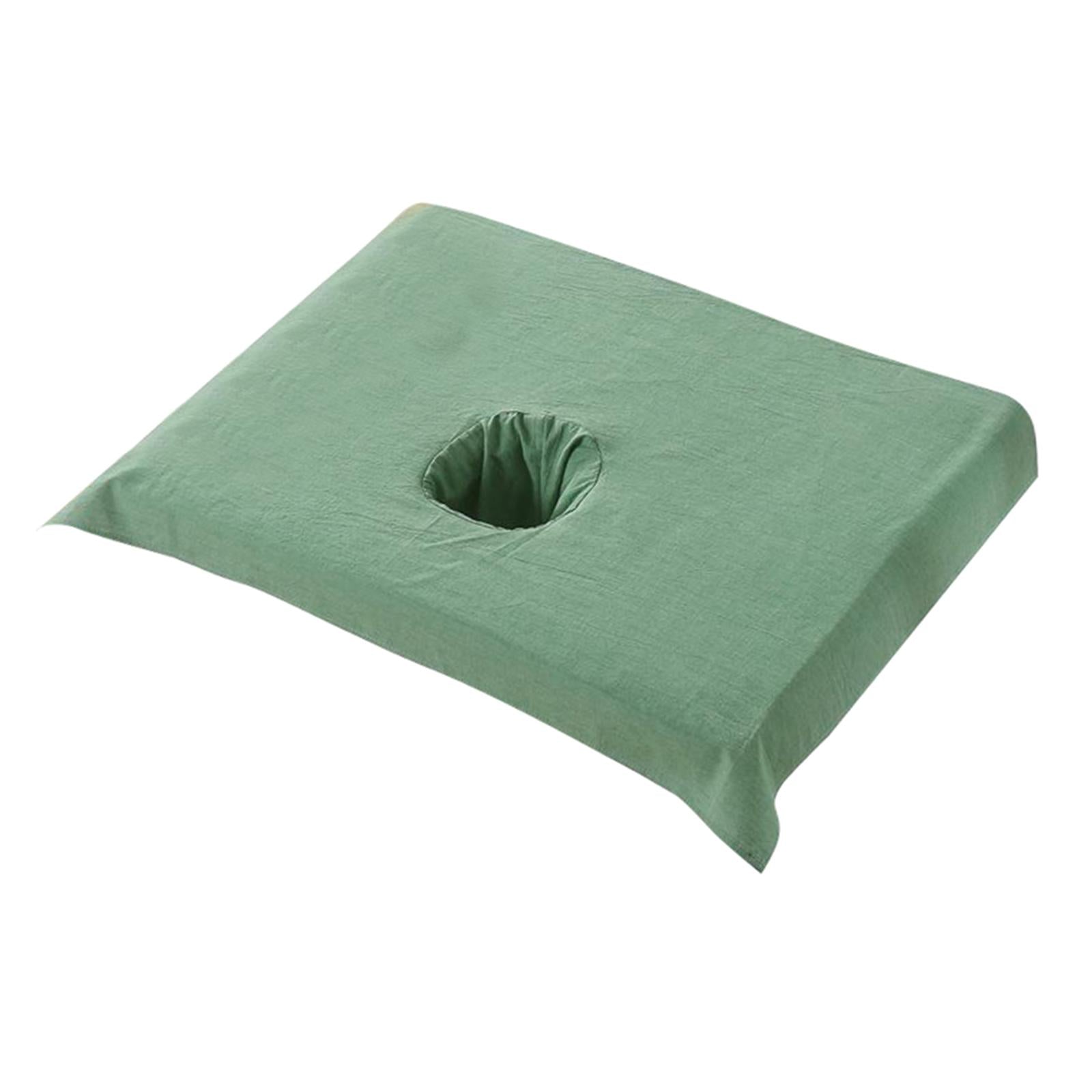 Cotton SPA Half Table Cover Beauty Salon Bed Face Hole Towel Dark Green