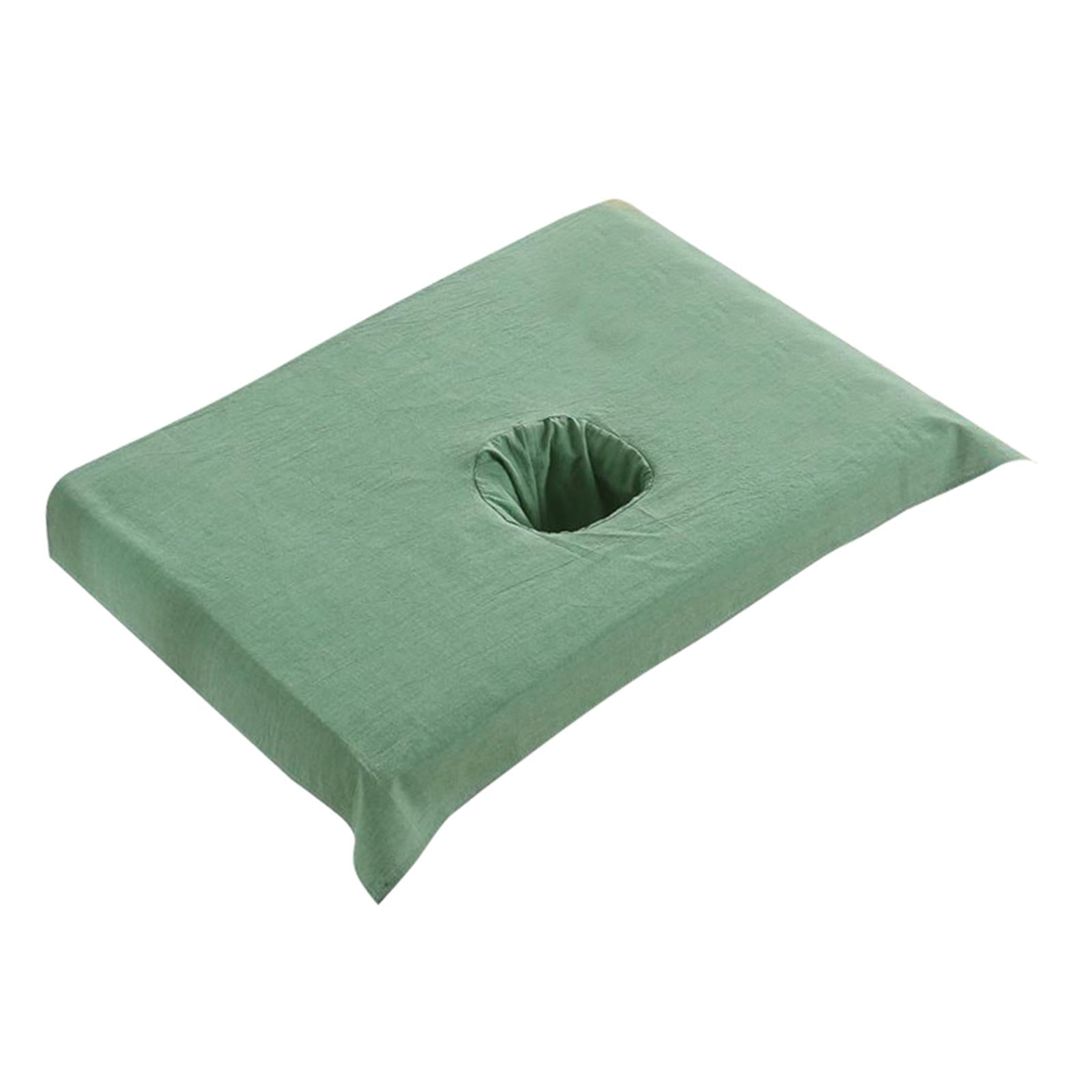 Cotton SPA Half Table Cover Beauty Salon Bed Face Hole Towel Dark Green