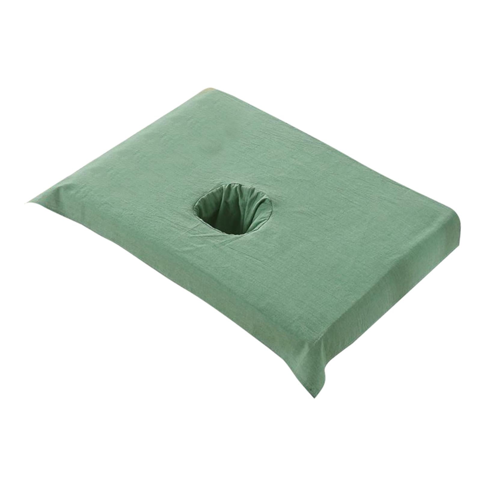 Cotton SPA Half Table Cover Beauty Salon Bed Face Hole Towel Dark Green