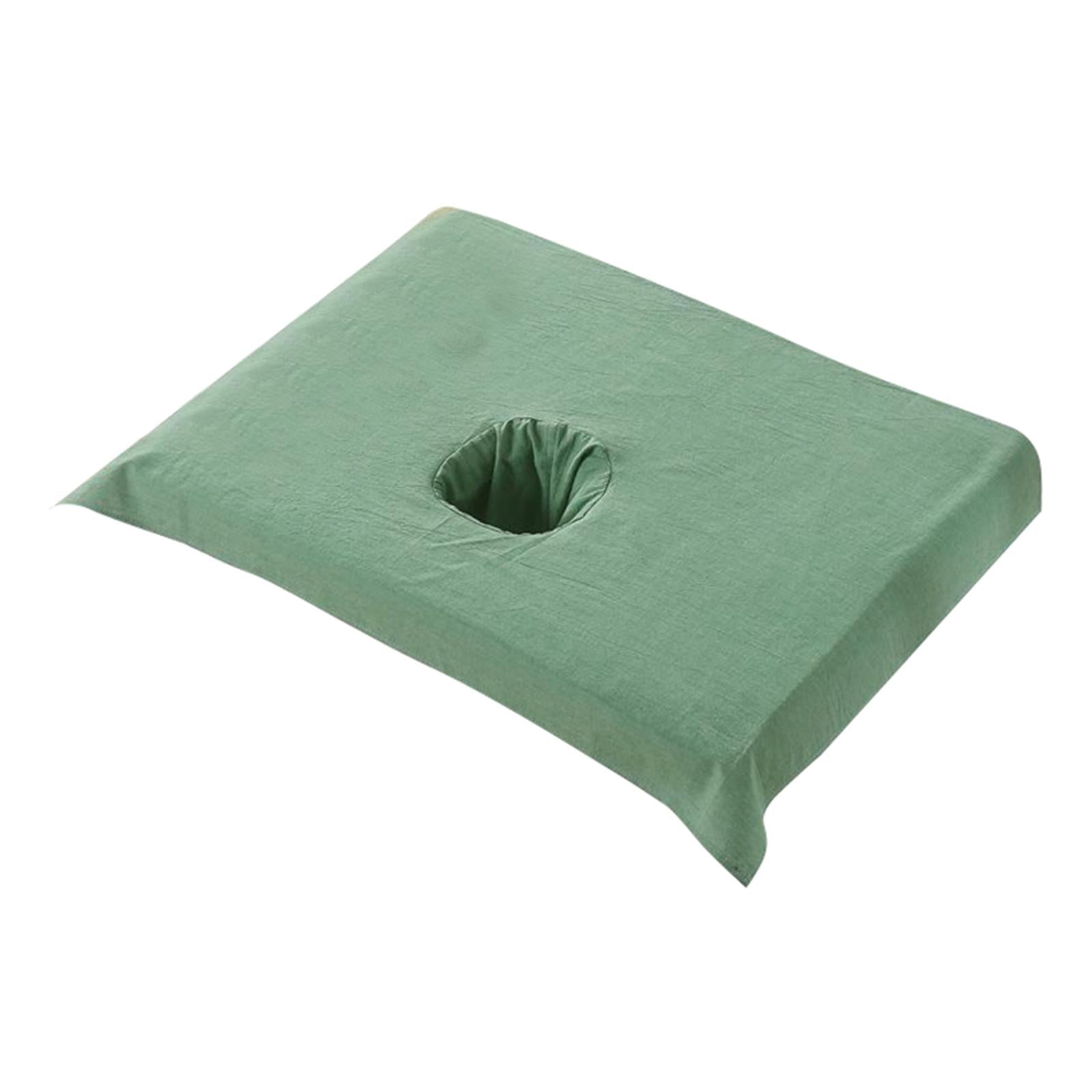 Cotton SPA Half Table Cover Beauty Salon Bed Face Hole Towel Dark Green
