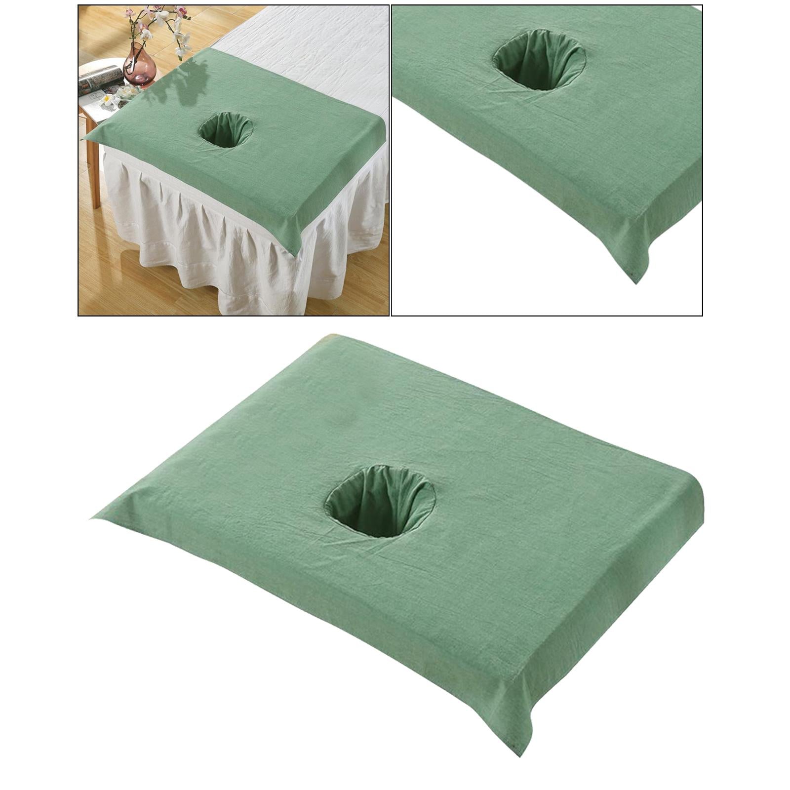 Cotton SPA Half Table Cover Beauty Salon Bed Face Hole Towel Dark Green