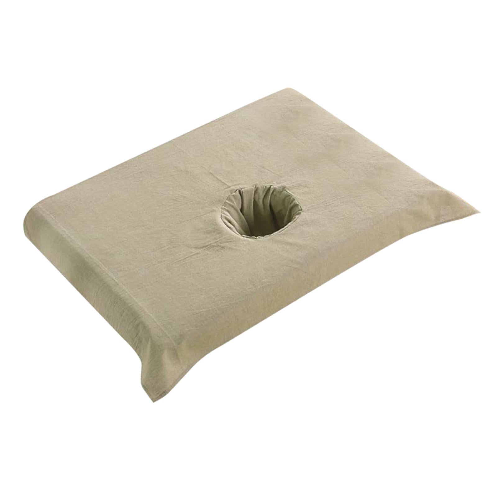 Cotton SPA Half Table Cover Beauty Salon Bed Face Hole Towel Khaki