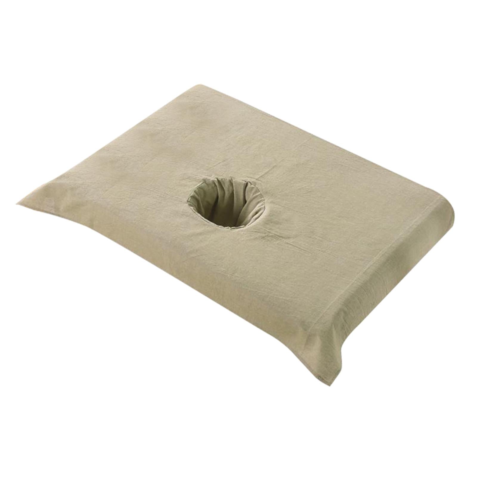Cotton SPA Half Table Cover Beauty Salon Bed Face Hole Towel Khaki
