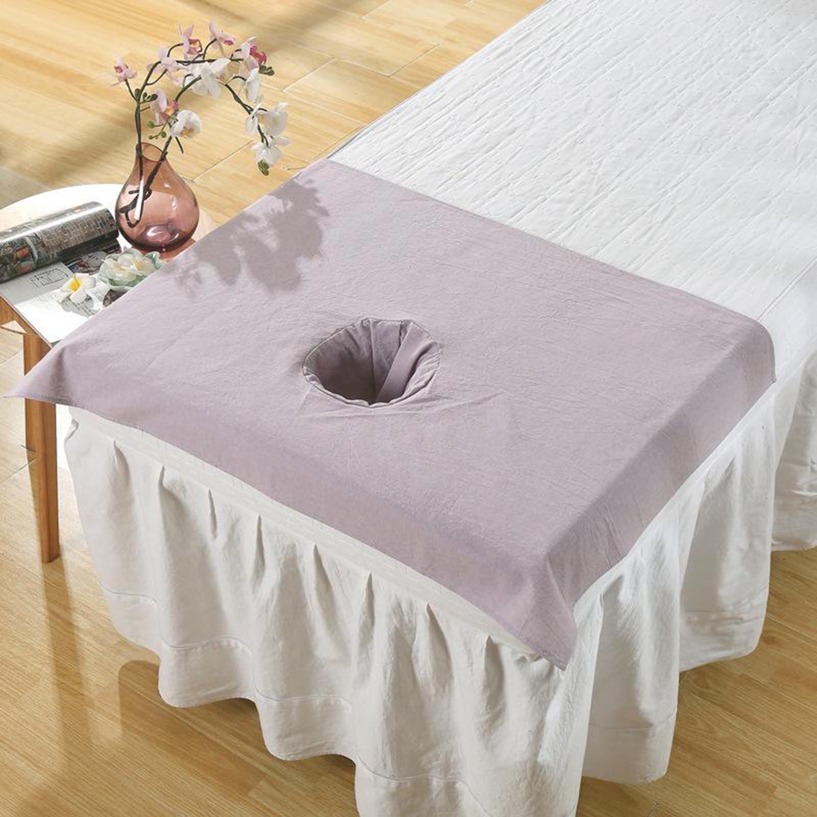 Cotton SPA Half Table Cover Beauty Salon Bed Face Hole Towel Purple Grey
