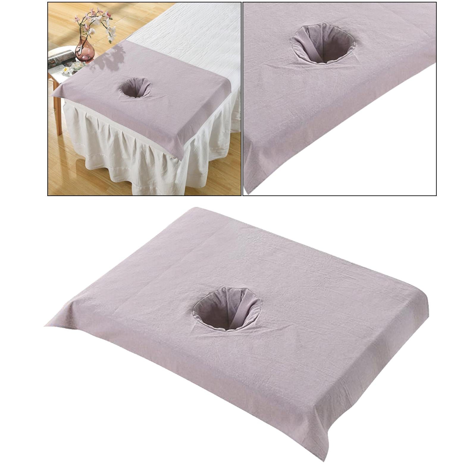 Cotton SPA Half Table Cover Beauty Salon Bed Face Hole Towel Purple Grey
