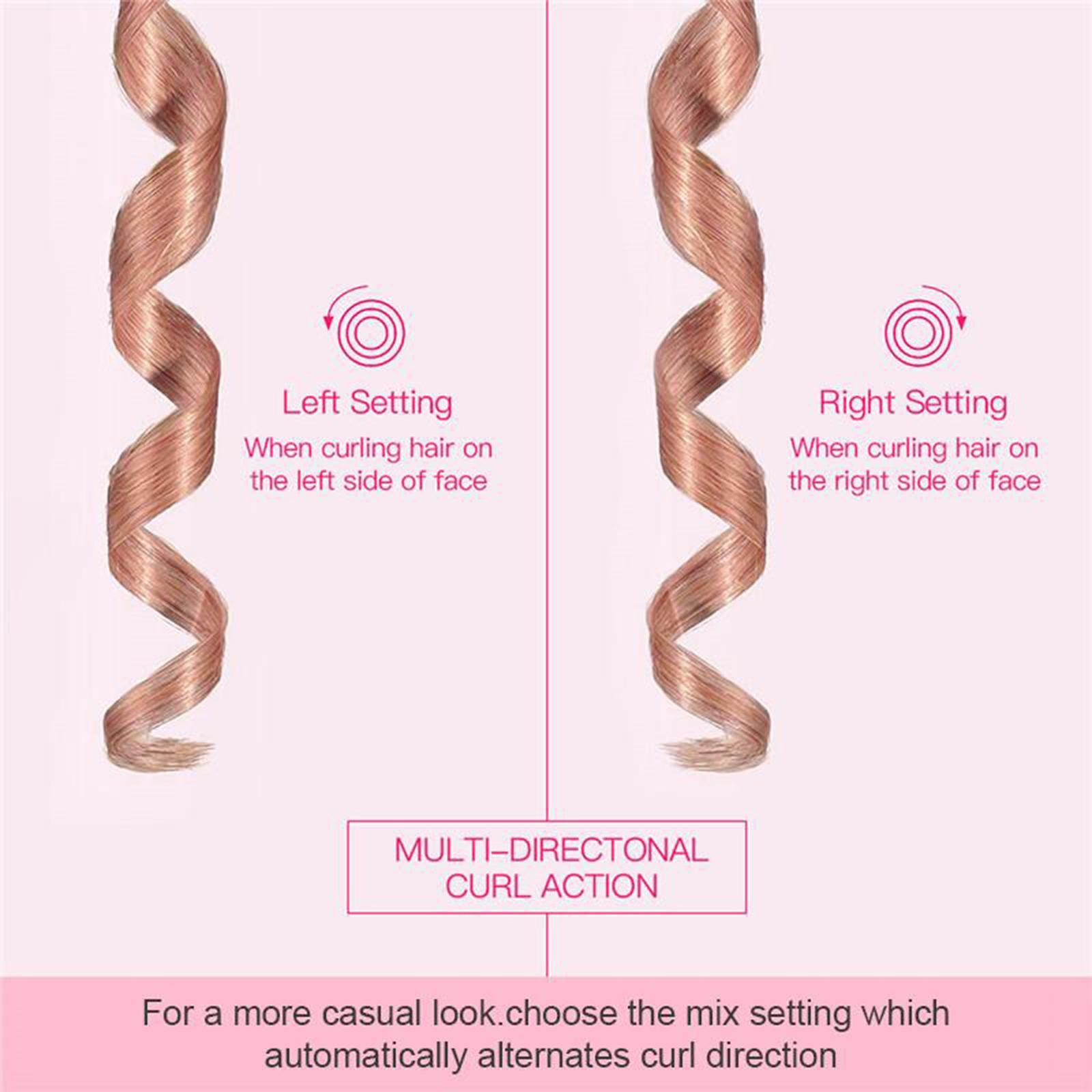 Cordless Rechargeable Automatic Hair Curler Curling Iron Hair Rotating Pink