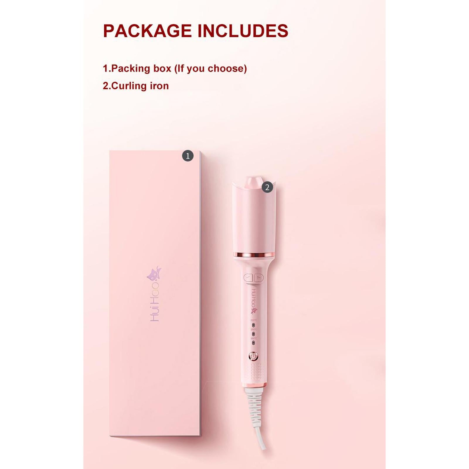 Cordless Rechargeable Automatic Hair Curler Curling Iron Hair Rotating Pink