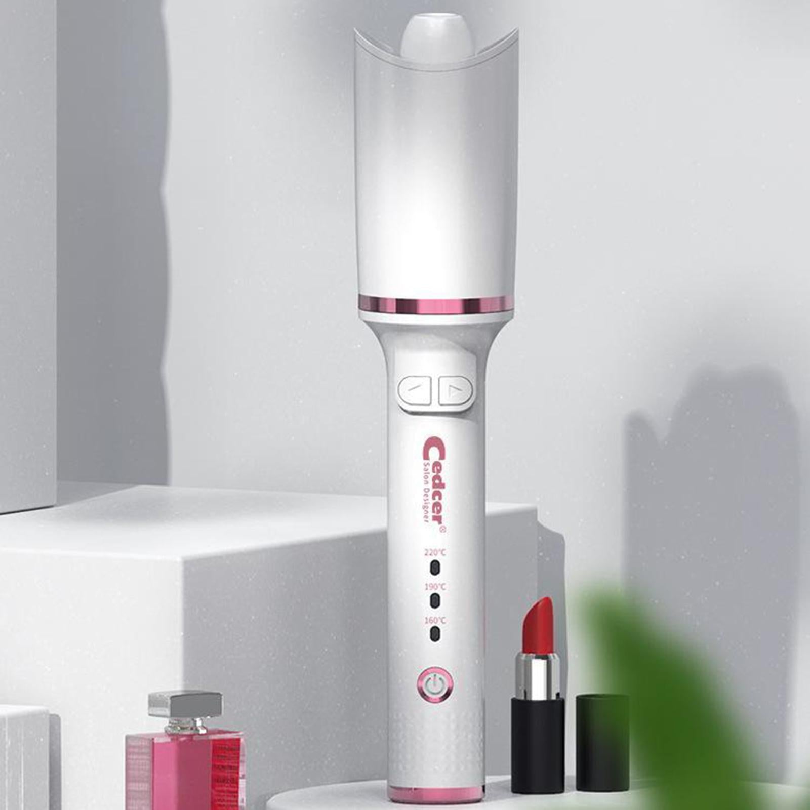 Cordless Rechargeable Automatic Hair Curler Curling Iron Hair Rotating White