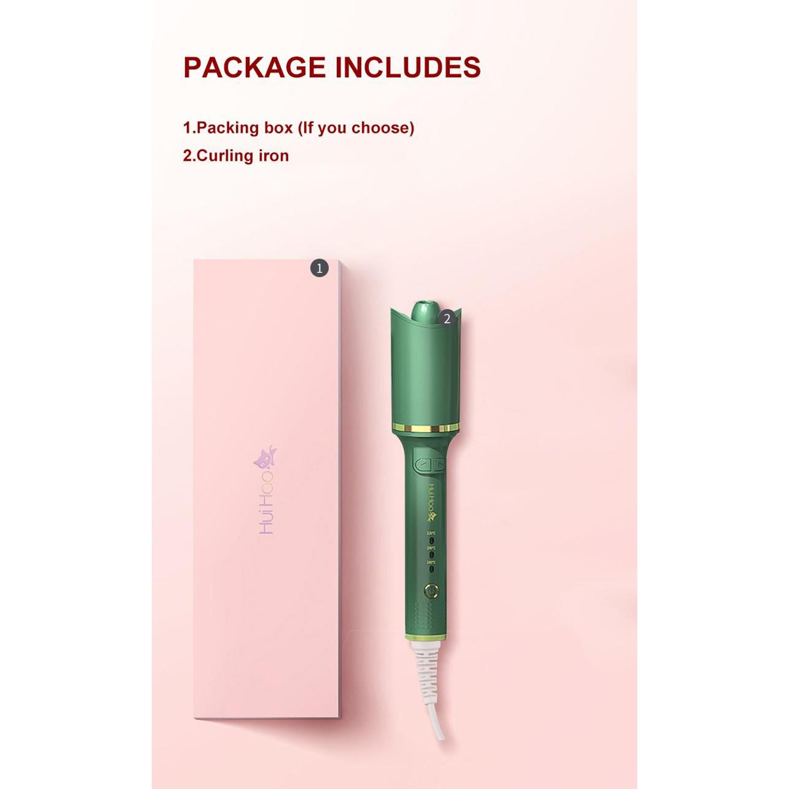 Automatic Hair Curler Auto Rotating Curling Iron for Salon Home EU Green