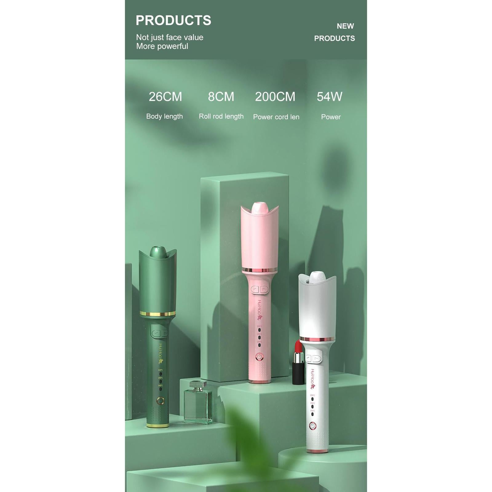 Automatic Hair Curler Auto Rotating Curling Iron for Salon Home EU Green