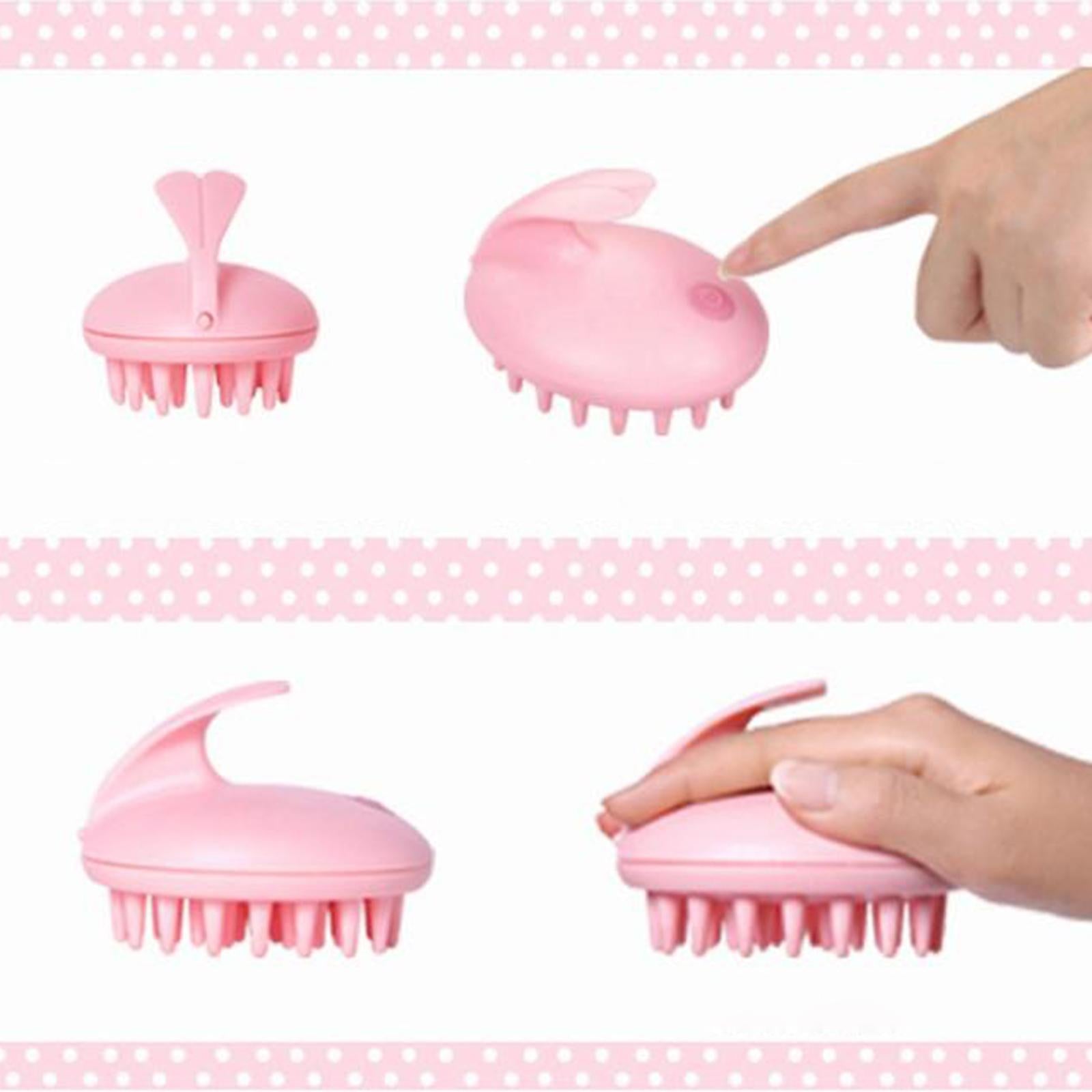 Cute Electric Scalp Massager Comb Massage Head Care w/ Battery Powered Pink