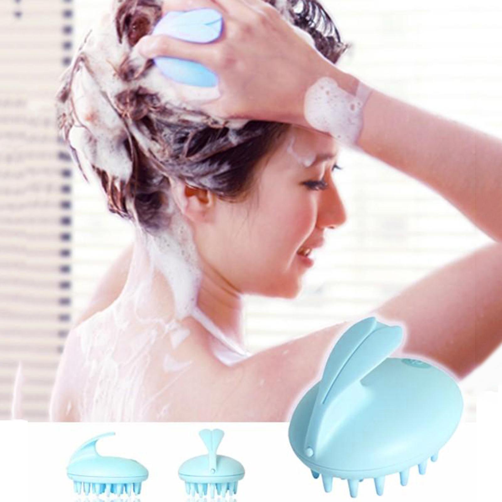 Cute Electric Scalp Massager Comb Massage Head Care w/ Battery Powered Blue
