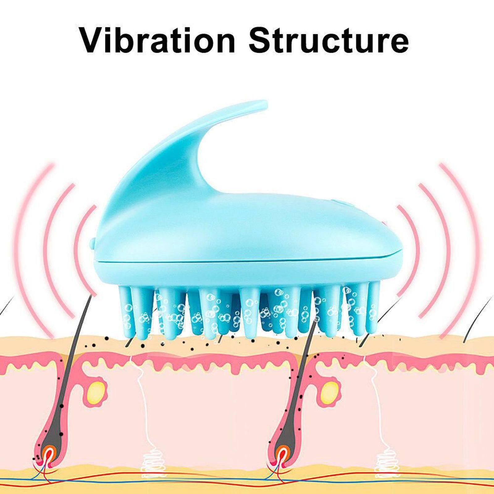 Cute Electric Scalp Massager Comb Massage Head Care w/ Battery Powered Blue