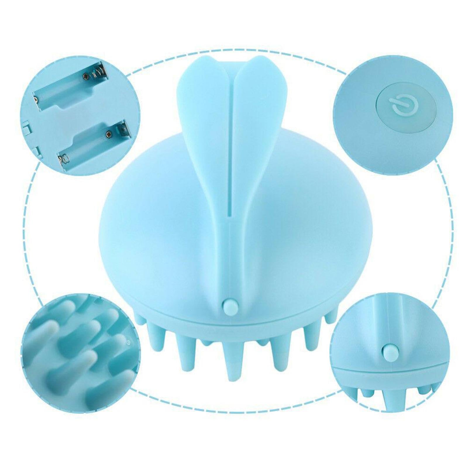 Cute Electric Scalp Massager Comb Massage Head Care w/ Battery Powered Blue