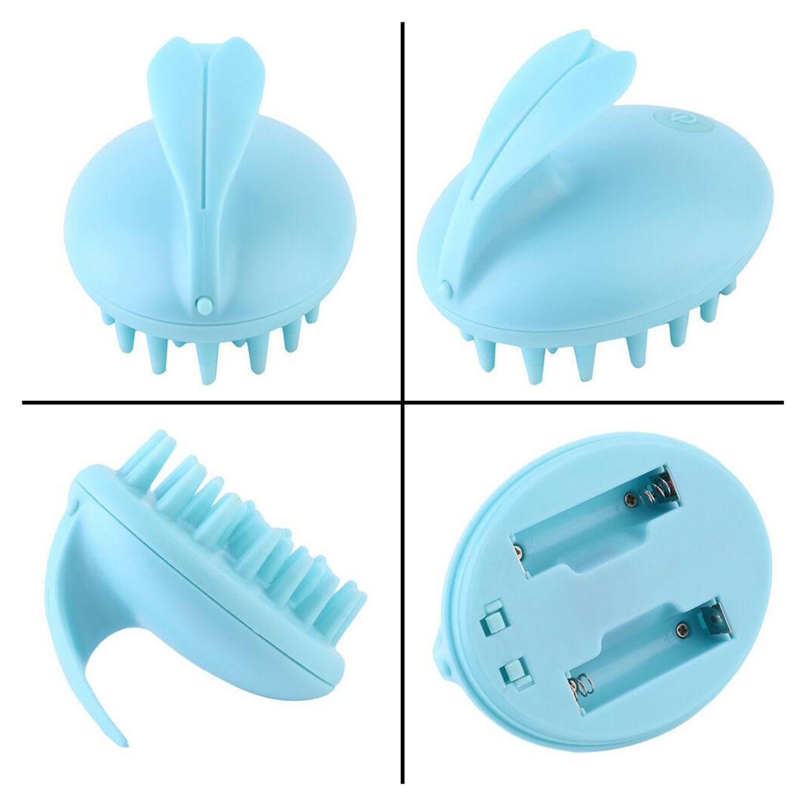 Cute Electric Scalp Massager Comb Massage Head Care w/ Battery Powered Blue