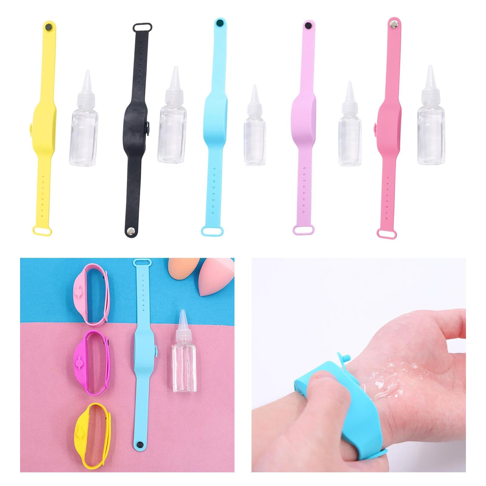 Portable Soap Bracelet Hand Sanitizer Dispenser Band Squeeze Bottles Black