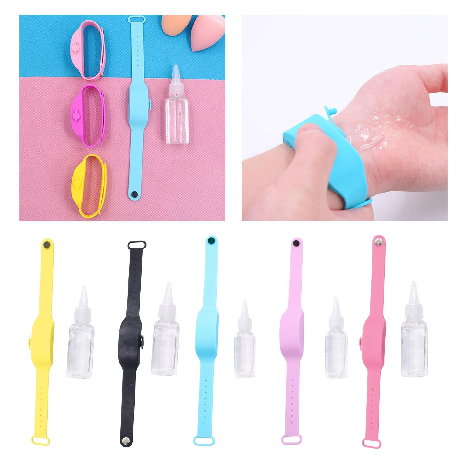 Portable Soap Bracelet Hand Sanitizer Dispenser Band Squeeze Bottles Black