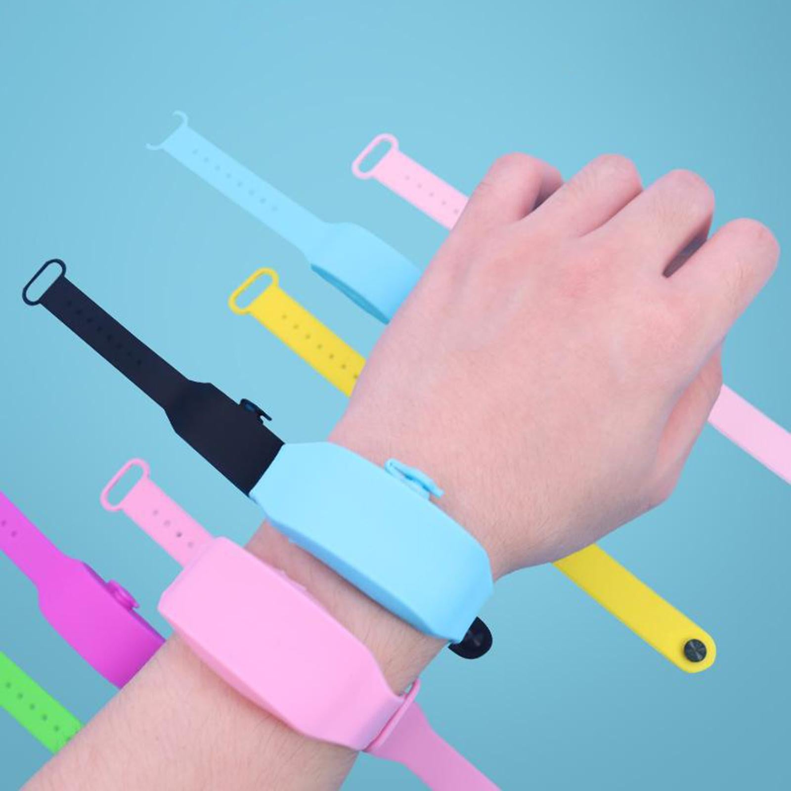 Portable Soap Bracelet Hand Sanitizer Dispenser Band Squeeze Bottles Blue