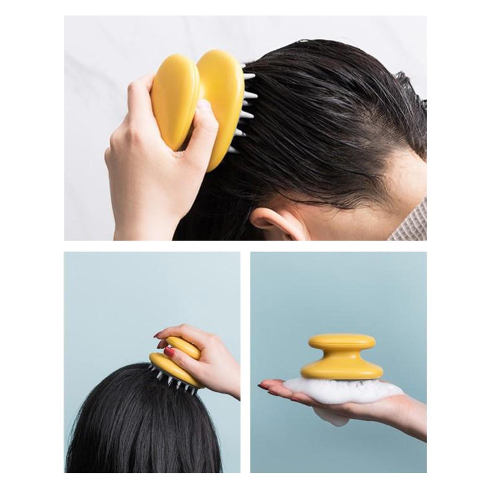 Handheld Shower Hair Scalp Shampoo Massager Brush Head Scrubber Salon Yellow