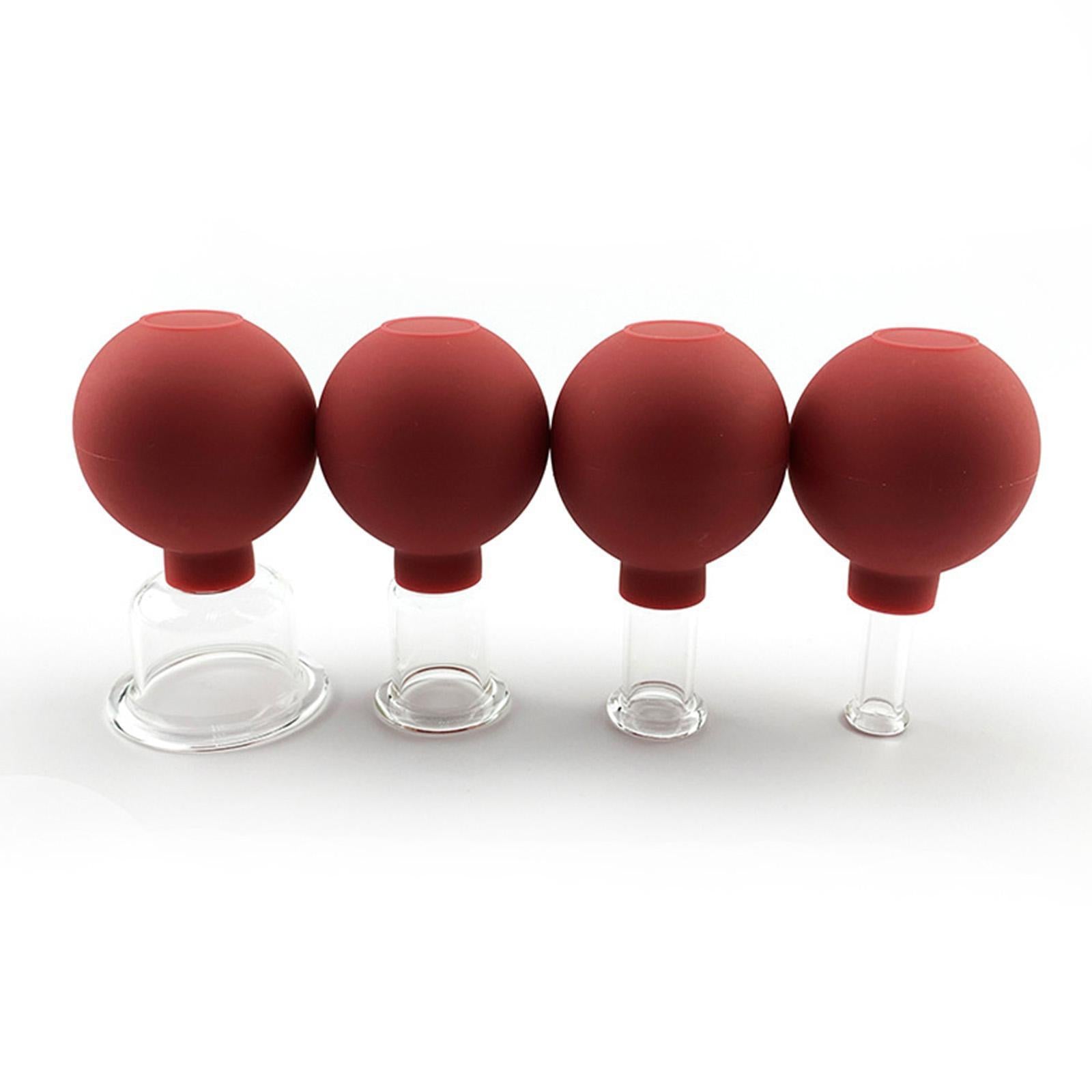 4Pcs Facial Cupping Therapy Massage Vacuum Suction Glass Cups Red