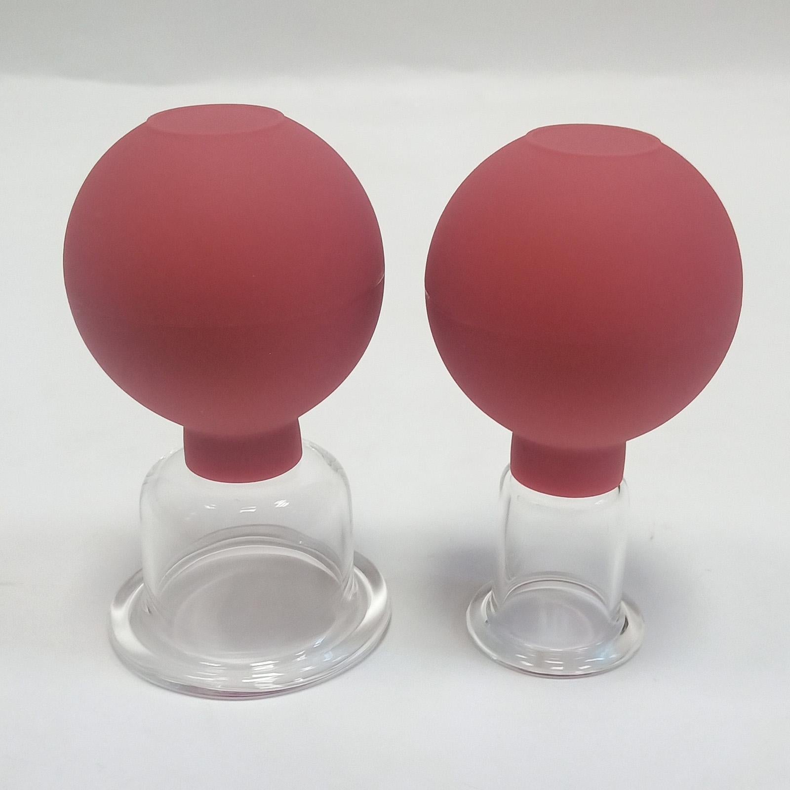 4Pcs Facial Cupping Therapy Massage Vacuum Suction Glass Cups Red