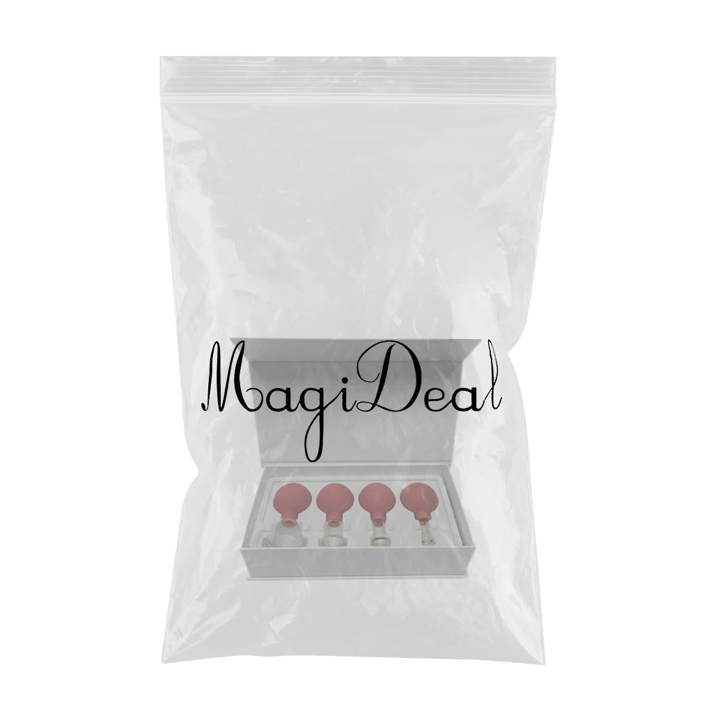 4Pcs Facial Cupping Therapy Massage Vacuum Suction Glass Cups Red