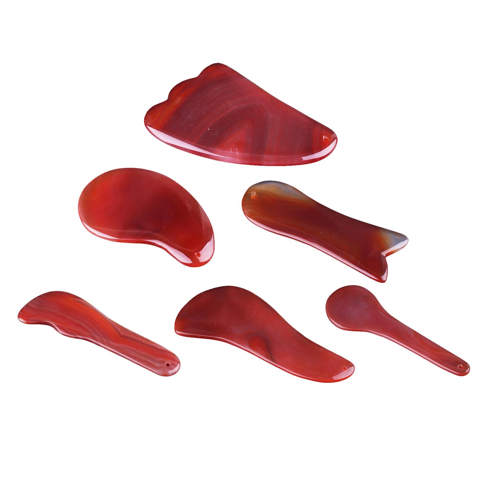 Red Jade Roller Gua Sha Scraping Massage Face Facial Tool Shape 01