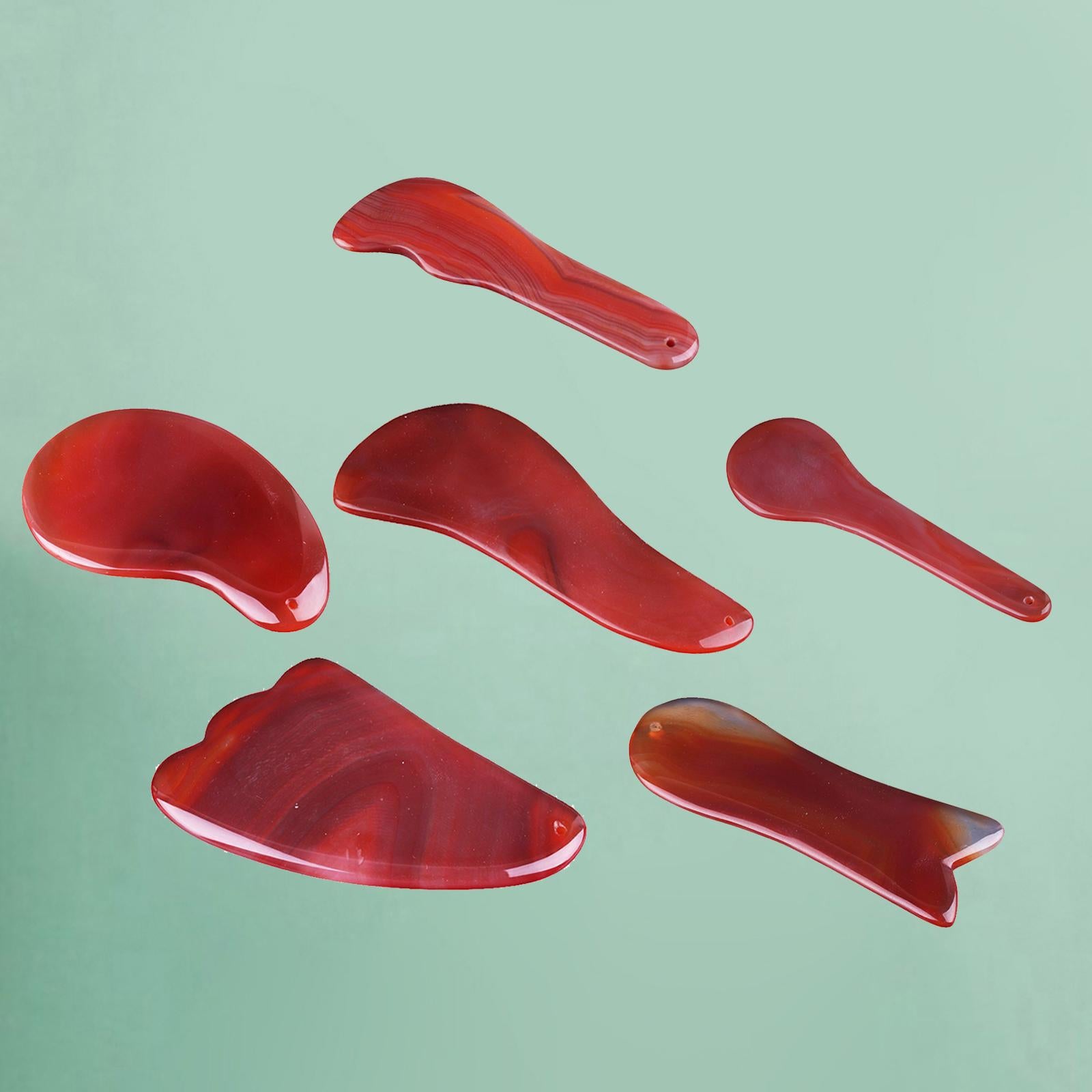 Red Jade Roller Gua Sha Scraping Massage Face Facial Tool Shape 01