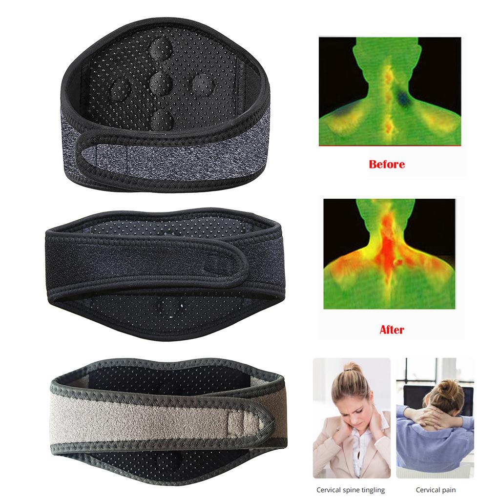 Tourmaline Magnetic Self-Heating Neck Heat Band Pad Brace Support Grey