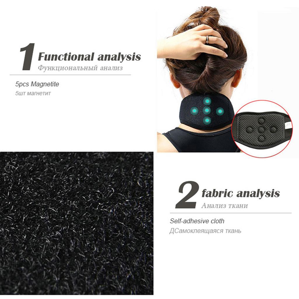 Tourmaline Magnetic Self-Heating Neck Heat Band Pad Brace Support Light Grey