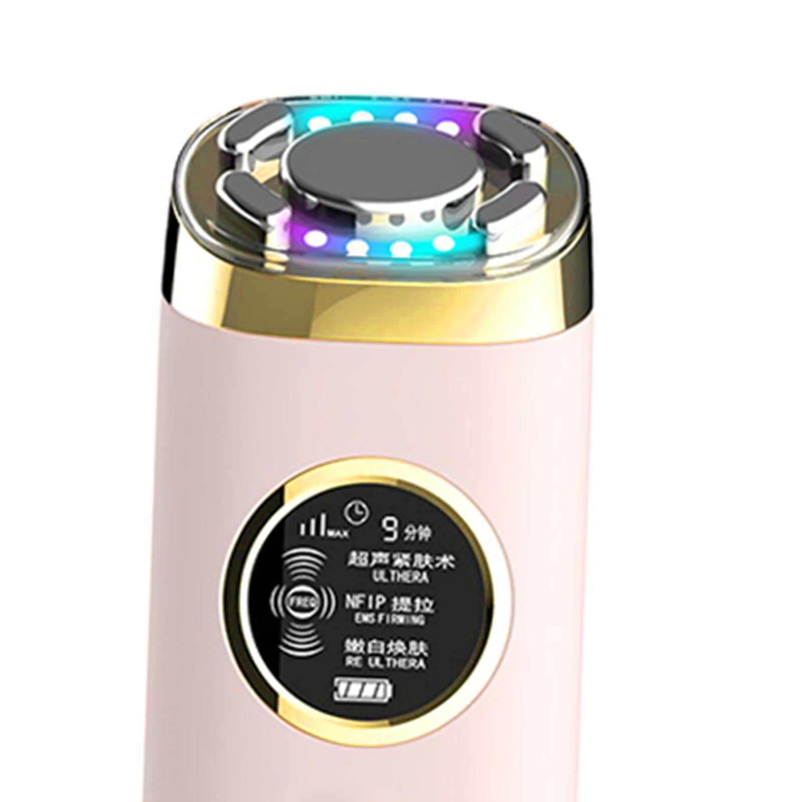 EMS Vibration Red & Blue LED light Beauty Device Face Massager Facial Lift pink