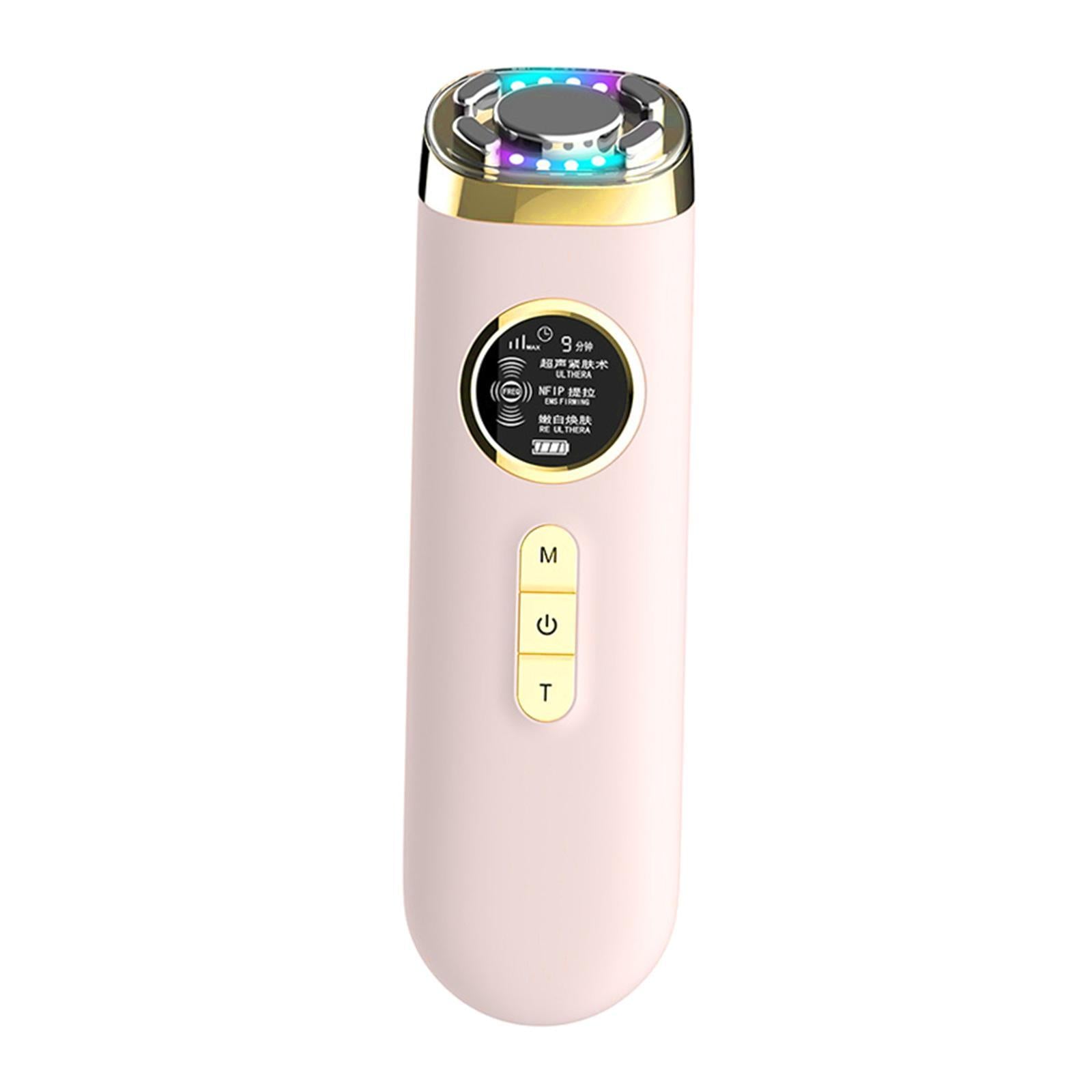 EMS Vibration Red & Blue LED light Beauty Device Face Massager Facial Lift pink