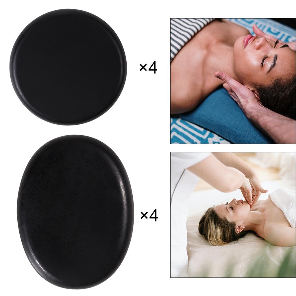 4 Pcs Professional Large Massage Stone Set Basalt Hot Rocks Stones Relaxing 6x6x1.5cm