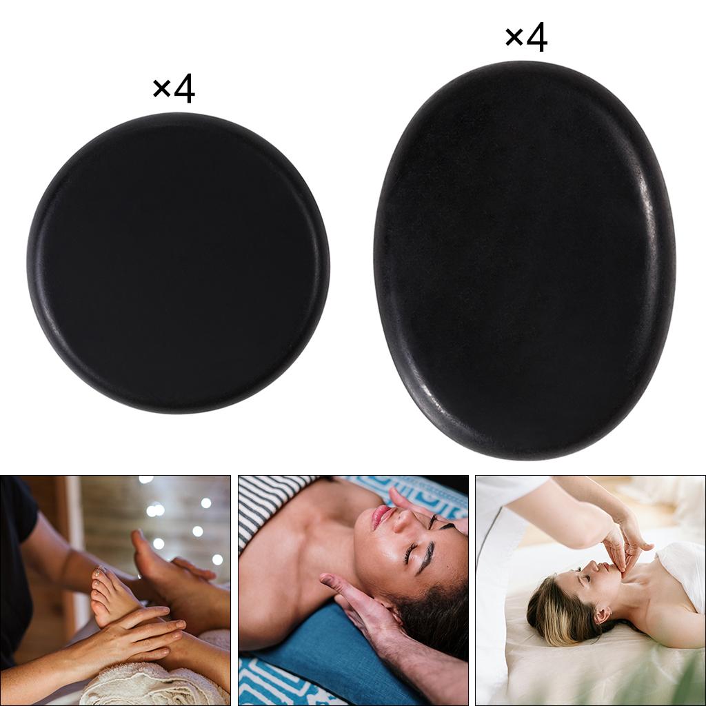 4 Pcs Professional Large Massage Stone Set Basalt Hot Rocks Stones Relaxing 6x6x1.5cm