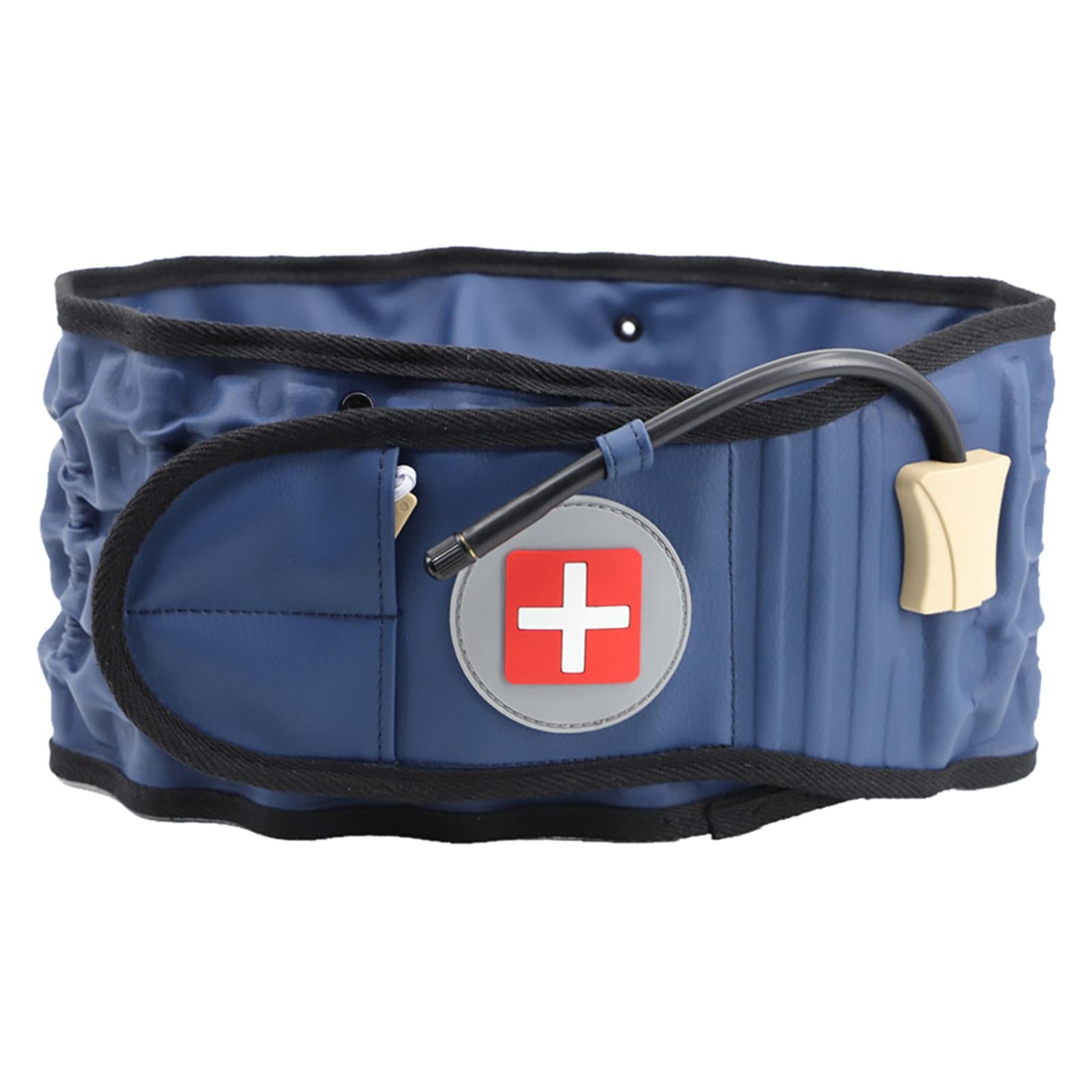 Adjustable Lumbar Inflatable Traction Belt Back Brace Blue Size M