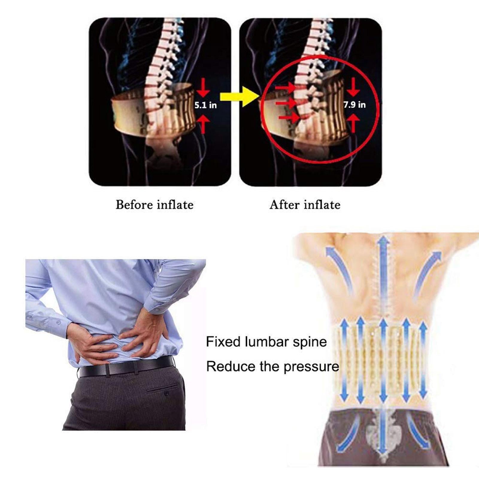 Adjustable Lumbar Inflatable Traction Belt Back Brace Blue Size XL