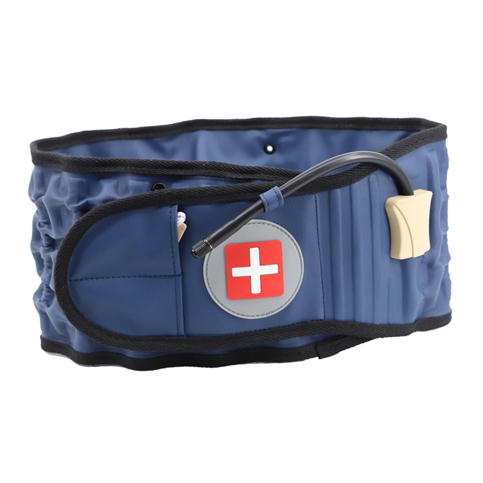 Adjustable Lumbar Inflatable Traction Belt Back Brace Blue Size XL